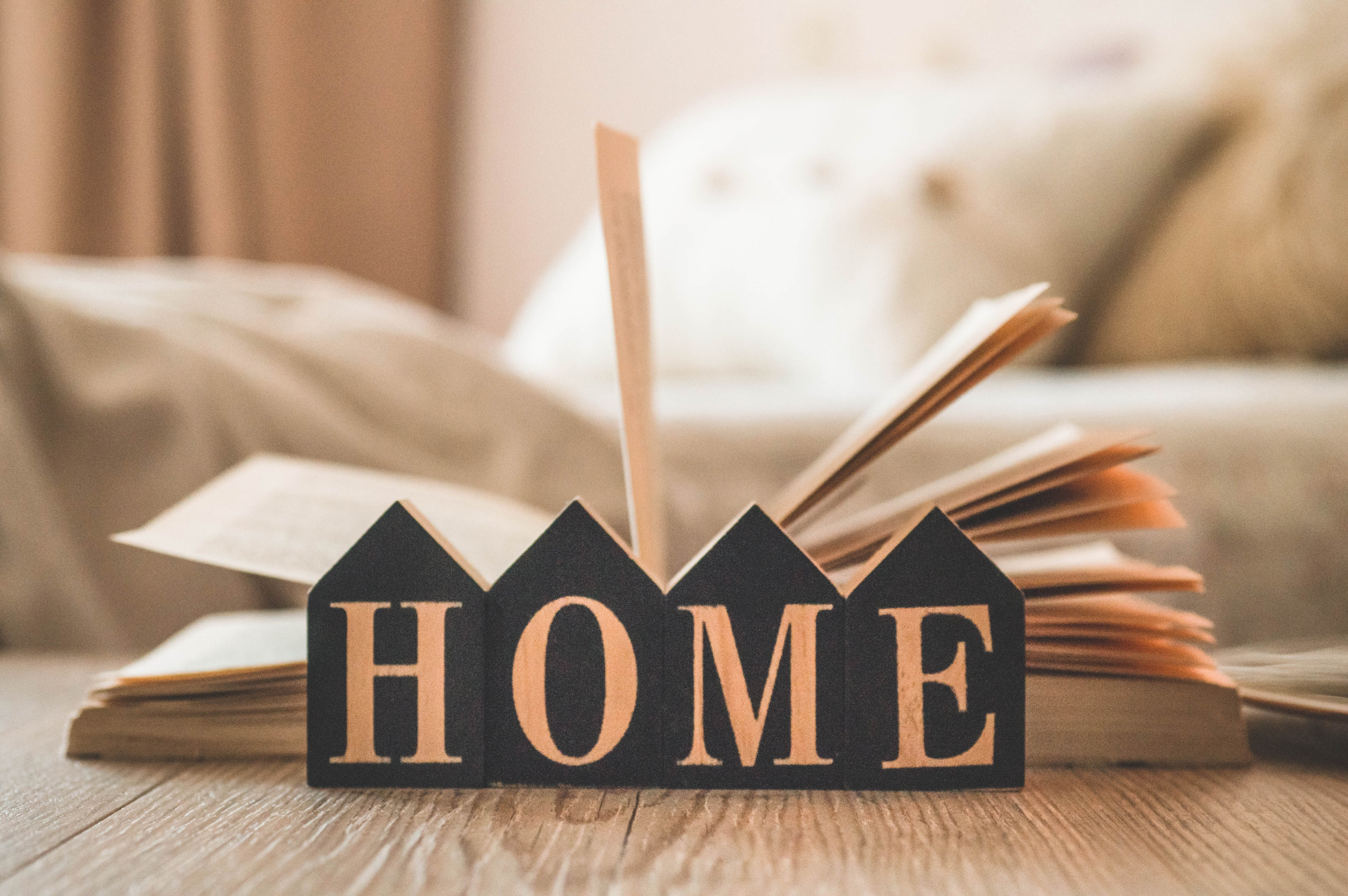 Book on the home background. Home and home decor